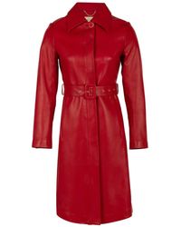 Santinni - Bellucci Belted Leather Coat In Rosso - Lyst