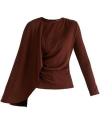 Paisie - Asymmetrical Cape Sleeve Lyocell Jersey Top - Lyst