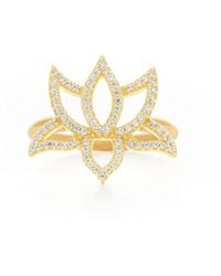 Seven Saints - Illuminate Lotus Ring, Topaz Pave, Plated - Lyst