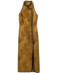 Nocturne - High-Neck Button-Detail Midi Dress - Lyst