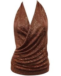 Me & Thee - Lead Astray Copper Sequin Halter Neck Top - Lyst