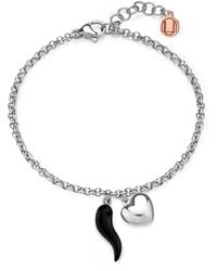 Unaloe - Sterling Cornicello & Heart Charm Bracelet – Enamel Italian Good Luck Jewelry, Handmade Lucky Talisman - Lyst