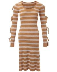 Fully Fashioning - Neutrals Alexandra Lacing Knit Dress - Lyst