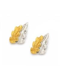 Mother Nature Jewelry - Two-Tone Fern Leaf Earrings, Handmade Minimalist Studs - Lyst