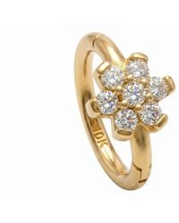 Zahav Jewelry - 10K Solid Cz Floral Clicker Hoop - Lyst
