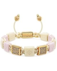 Nialaya - Cream & Soft Ceramic Flatbead Bracelet With Cz - Lyst