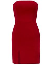 Nomi Fame - Eva Wine Strapless Front Slit Corset Mini Dress - Lyst