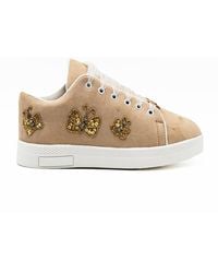 Rettrose - Neutrals Eva Luxury Desert Storm Suede Handmade Embellished Tennis Shoe - Lyst