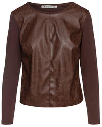 Conquista - Chocolate Faux Leather Detail Top - Lyst