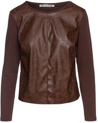 Conquista - Chocolate Faux Leather Detail Top - Lyst
