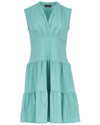 Conquista - Sleeveless Jade Cotton Jersey Dress - Lyst