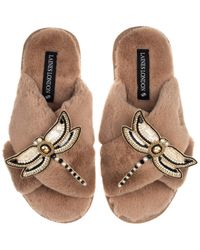 Laines London - Classic Laines Slippers With Double Dragonfly Brooches - Lyst