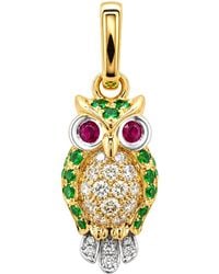 Artisan - 18K & Ruby, Tsavorite Garnet & Diamond Owl Pendant - Lyst