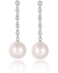 Classicharms - Electra Sterling Diamond Rivière Pearl Drop Earrings - Lyst