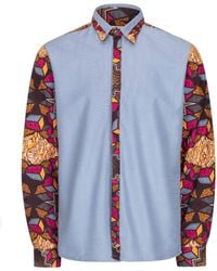 Ohema Ohene - African Print Shirt Contrast Panel- Cubic - Lyst