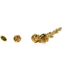 Lee Renee - Three Earrings Set Gold Roses & Tourmalines - Lyst