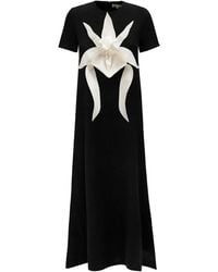 Julia Allert - Ankle-Length Knit Dress With Flower Detail - Lyst