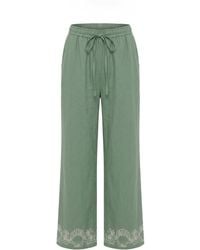 Raffya - Milly Wide Leg Embroidered Trouser - Lyst
