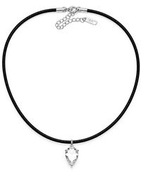 Jagged Halo Jewelry - Bombshell Pear Cz Faux Leather Choker Plated Stainless Steel - Lyst