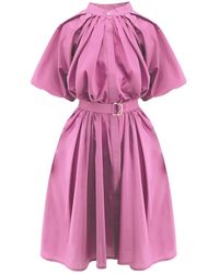 BLUZAT - Pastel Pink Dress With Raglan Sleeve And Pleats - Lyst