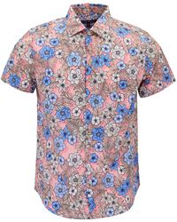 lords of harlech - Scott Tropical Mix Coral Printed Button Up Shirt - Lyst