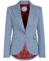 The Extreme Collection - Single Breasted Sky Denim Blazer With Pockets Blake - Lyst