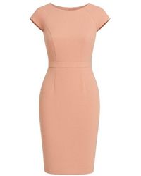 Conquista - Solid Colour Dress With Cap Sleeves Old Rose Color - Lyst