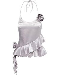 Amy Lynn - Susie Satin Ruffle Flower Detail Top - Lyst