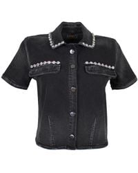 Lalipop Design - Hand Stitched Crystal Embellished Denim Cropped Jacket - Lyst