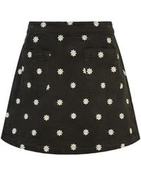 Yumi' - Corduroy Embroidered Daisy Mini Skirt - Lyst