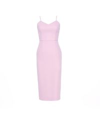 Nomi Fame - Onda Dusy Rose Crepe Midi Dress With Adjustable Straps - Lyst