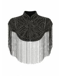 Rose & Nancy - Bonnie Hand Embellished Fringe Cape Top - Lyst
