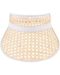 OhSun - Fifi Rattan & Leather Visor - Lyst
