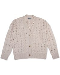 Gigi Knitwear - Neutrals Open Cable Cotton Cardigan - Lyst