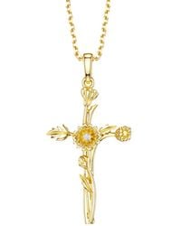 Vanimy - Floral Cross April Daisy Birth Flower Necklace - Lyst
