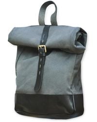 VIDA VIDA - Canvas & Leather Roll Top Backpack - Lyst