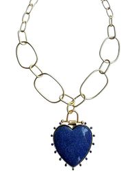 Rare Matters Jewelry - Luxe Lapis Heart Statement Chunky Pendant Necklace - Lyst