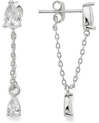 Kylie Harper - Pear-Cut Diamond Cz Dangling Chain Earrings - Lyst