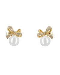 LÁTELITA London - Ribbon Bow Pearl Stud Earrings - Lyst