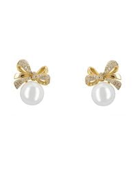 LÁTELITA London - Ribbon Bow Pearl Stud Earrings - Lyst