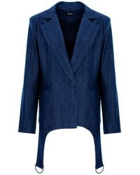 BLUZAT - Denim Blazer With Decorative Rings - Lyst