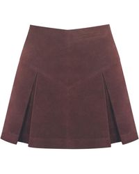 Miss Circle New York - Faryn Mahogany Vegan Suede Pleated A-Line Mini Skirt - Lyst
