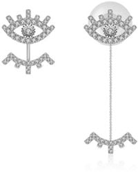 Genevieve Collection - 18K Evil Eye & Eyelash Diamond Chain Earring & Ear Jacket - Lyst