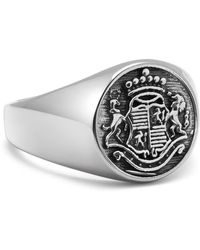 Nialaya - Stainless Steel Crest Ring - Lyst