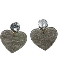 CLOSET REHAB - Heart Earrings In Steel In Love - Lyst