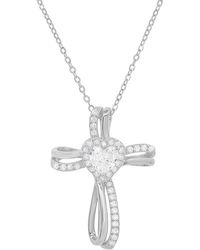 Kylie Harper - Heart-Cut Diamond Cz Cross Pendant - Lyst