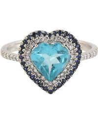 Artisan - 18k White Gold Apatite Sapphire Diamond Heart Shape Ring - Lyst