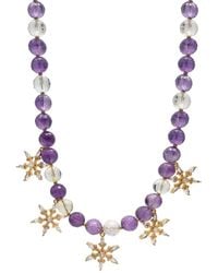 Farra - Amethyst With Snowflake Pendant Statement Necklace - Lyst