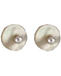 Lily Flo Jewellery - Mother Of Pearl Lab Grown Diamond Stud Earrings - Lyst
