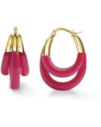 Gold & Honey - Triple Hoop Lucite Earrings - Lyst